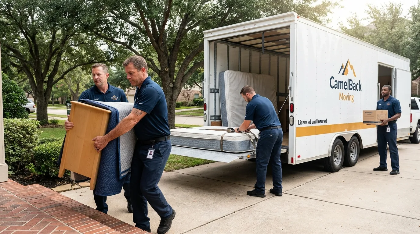 Crew loading residential truck for cross-state move from Carrollton, OH