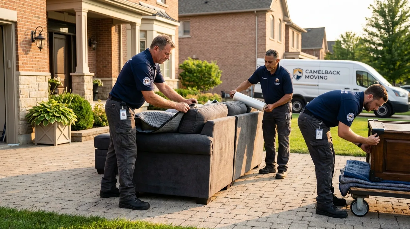Large estate moving crew wrapping furniture in Carrollton, OH